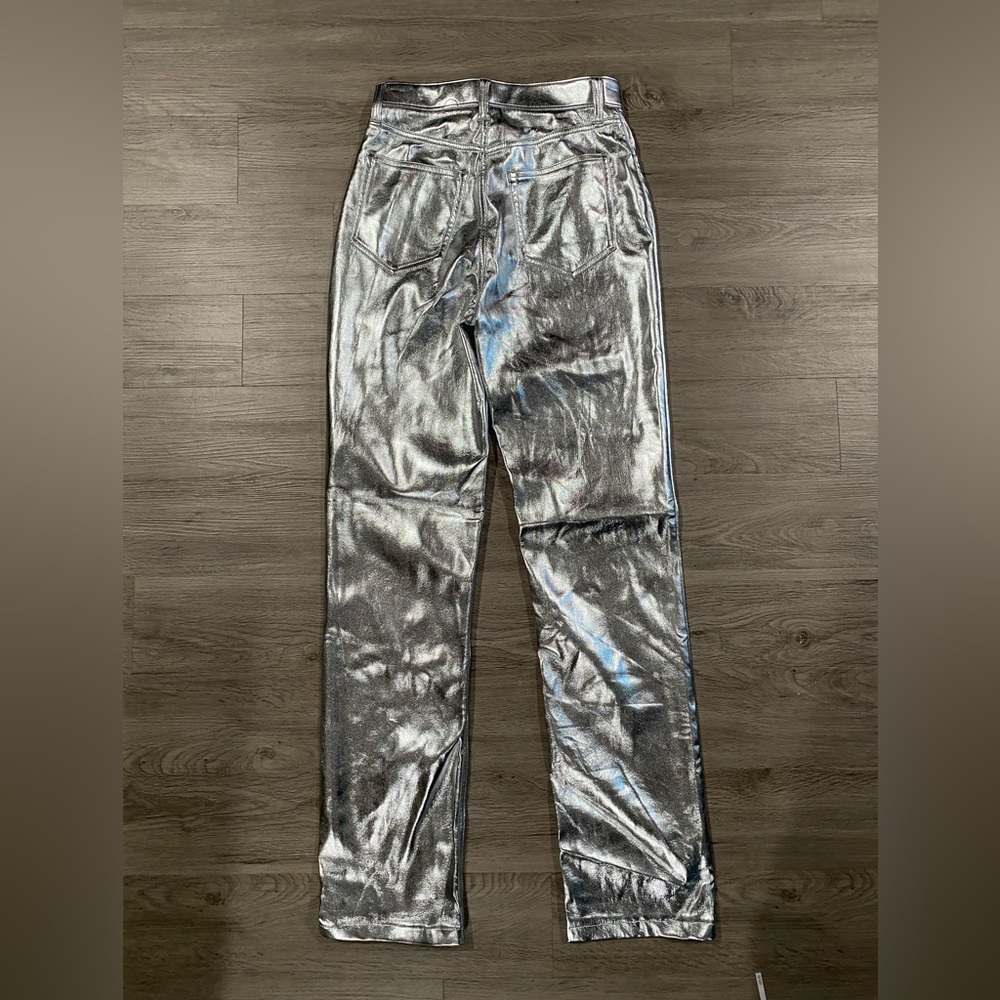 Abercrombie 90s‎ Ultra High Rise Silver Metallic High-Waisted Pants - Picture 5 of 5